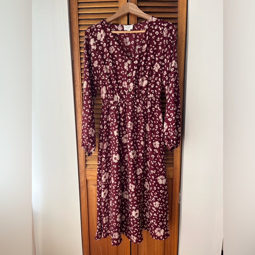 Everly Floral Burgundy Dress